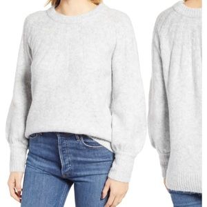 Caslon Grey Light Heather Rib Yoke Pullover
